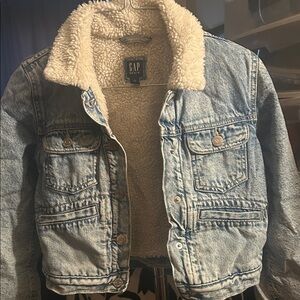 GAP Light Blue Denim Jacket with Cream Sherpa Lining